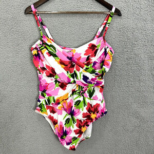 croft & barrow Floral One-Piece Swimsuit in White, Pink, Red, Green